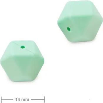 Dětské navlékací korálky Silikonové korálky hexagon 14 mm Mint Green