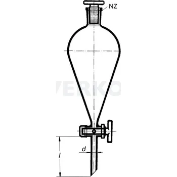 Nálevka dělicí hruškovitá se skleněnou zátkou a skleněným kohoutem, SIMAX, Objem [ml]: 100, NZ: 19/26