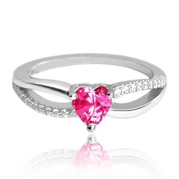 Prsten Minet Stars Stříbrný prsten s červeným srdcem Velikost: 50