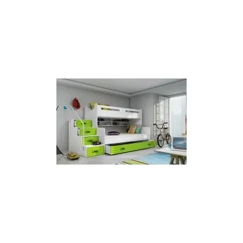 Dětská postel BM Patrová postel Max 3 x matrací PUR zelená