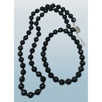 Šperk Onyxová luxusní sada z fazet. kuliček 8 mm (s chirurgickou ocelí)