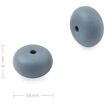 Dětské navlékací korálky Silikonové korálky rondelky 14x8 mm Dim Grey