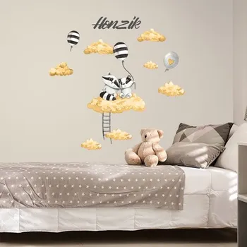 Samolepící dekorace Nálepky na zeď mývalové na mráčku žlutá | Plotbase s.r.o. 50x120cm