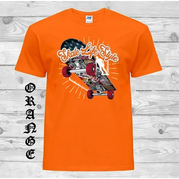 Chlapecké tričko detske-levne-bavlnene-tricko-potisk-Skate-style Barva: Orange - oranžová, velikost: 140