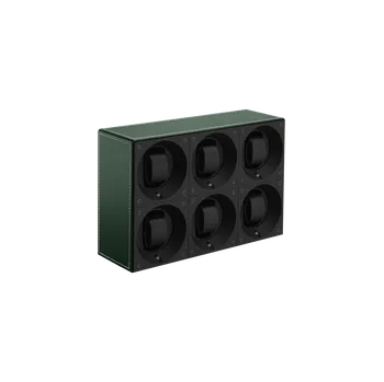 Natahovač hodinek SWISSKUBIK Multiple 6p SwissKubiK v zelené kůži prošívanou bílou nití