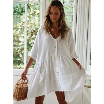 Dámské šaty Letní bílé šaty na pláž - PJ-031