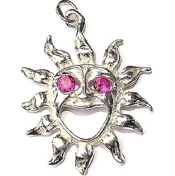 Přívěsek Stříbrný přívěsek slunce rubín - DN73 (Stříbrné sluníčko s rubíny)