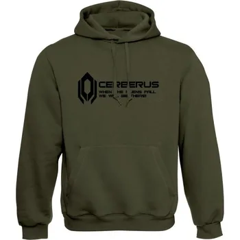 Pánská móda Mikina s kapucí CERBERUS - olivová