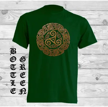 detske-levne-bavlnene-tricko-potisk-keltske-slunecni kolo Barva: Bottle green - lahvově zelená, velikost: 116