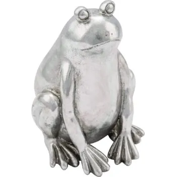 Zahradní dekorace Soška žába 20 x20 x 30 cm stříbrná