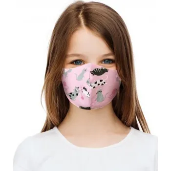rouška Bellatex dětská bavlněná ústní rouška, Růžová kočka 11cm