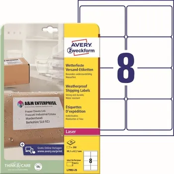 Samolepící etiketa Odolné etikety na zásilky 99,1 x 67,7 mm, 25 listů A4 L7993-25