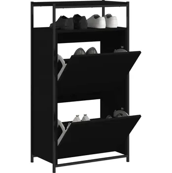 Botník Petrashop Botník černý 60 x 34 x 112 cm kompozitní dřevo Černý840029