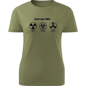 Dámské tričko Learn your ABCs - olivová