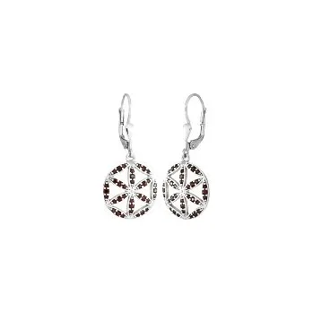 Náušnice Český granát - náušnice stříbrné visací Hvězda v kruhu