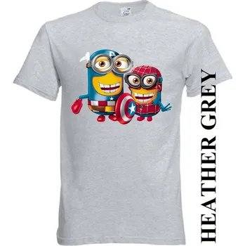 Chlapecké tričko detske-levne-bavlnene-tricko-potisk-mimon-Spiderman-Kpt-Amerika Barva: Heather grey - vřesově šedá, velikost: 164