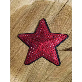Textilní nažehlovací páska Nažehlovačka hvězda flitrová barva červená