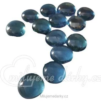 Dekorační lesklé skleněné kamínky tmavě modrá průhledná, 20 ks