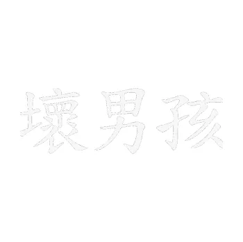 Polep vozidla SAMOLEPKA Čínský znak Bad Boy (09 - bílá) NA AUTO, NÁLEPKA, FÓLIE, POLEP, TUNING, VLASTNÍ TEXT, TISK, AUTOSAMOLEPKY.cz, POLEPY, OBRÁZEK, LOGO, SAMOLEPKY