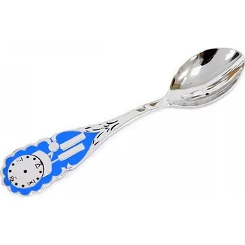 Příbor Asimex Stříbrná dětská lžička modrá s časem narození 10,5 cm