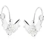 GEMMAX Original – garance kvality Náušnice Andílci z bílého zlata se zirkony na klapku – bílé zlato 585/1000 GLEWB-01120 – v dárkovém balení s Certifikátem ryzosti