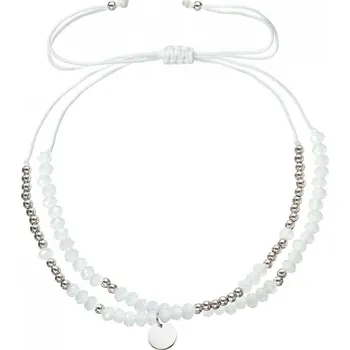 Oblečení a móda Textilní náramek bílé korálky 13038.1 white