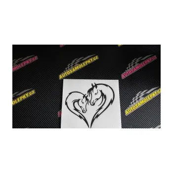 Samolepící dekorace Koníci 002 - pravá srdíčko kůň s hříbátkem (06 - oranžová) SAMOLEPKA NA AUTO, NÁLEPKA, FÓLIE, POLEP, TUNING, VLASTNÍ TEXT, TISK, AUTOSAMOLEPKY.cz, POLEPY, OBRÁZEK, LOGO, 3D STICKERS