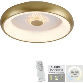 LEUCHTEN DIREKT is JUST LIGHT LED stropní svítidlo matná mosaz 50x50 kruhové křišťálový efekt stmívatelné CCT 2700-5000K LD 14384-60