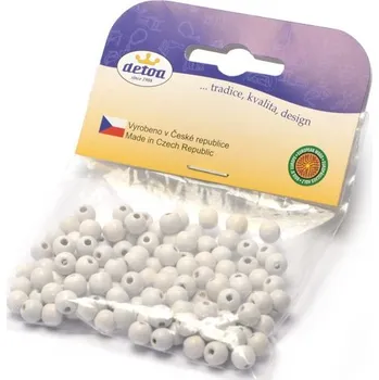 Dětské navlékací korálky Dřevěné korálky 6 mm, bílé, 125 ks