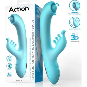 Vibrátor Action Murly Triple Function G-Spot Rabbit Vibrator with Massaging Ball 3 Motors Tuquoise