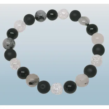 Náramek Turmalín skoryl a křišťál náramek v AA kvalitě 8 mm