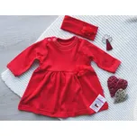 AMÁLKA Bavlněné červené šaty s květinkou a čelenkou Velikost: 86