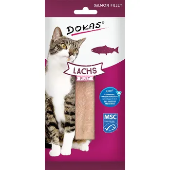 Pamlsek pro kočku 2×22g Dokas filet z lososa - výhodné balení