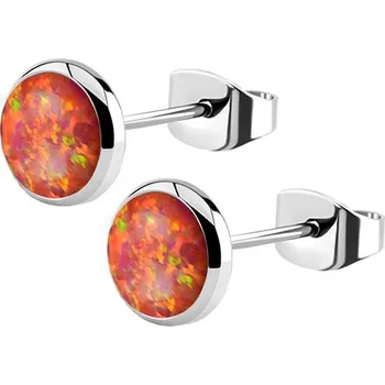 Náušnice Šperky4U Ocelové náušnice, OPÁL 6 mm - NB1-OP25