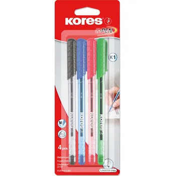 Kuličkové pero Kores K1 Pen, trojhranné, šíře M-1 mm, mix 4 barev
