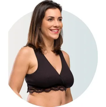 Těhotenská podprsenka CARRIWELL Křížená kojící podprsenka vhodná i ke spaní - ČERNÁ 2024 Barevnost: černá, Velikost: XL