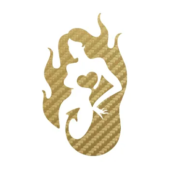 Samolepicí dekorace na vozidlo Sexy žena 004 levá s ďáblem v těle (59 - 3D karbon zlatý) SAMOLEPKA NA AUTO, NÁLEPKA, FÓLIE, POLEP, TUNING, VLASTNÍ TEXT, TISK, AUTOSAMOLEPKY.cz, POLEPY, OBRÁZEK, LOGO, 3D STICKERS