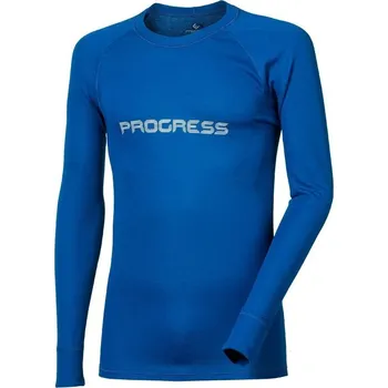 Triko s dlouhým rukávem PROGRESS Dry Fast pánské modrá-bílá logo Velikost: M