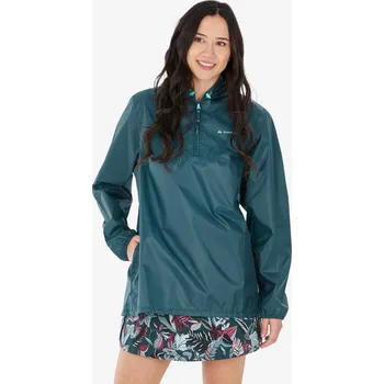 QUECHUA Dámská turistická větruodolná vodoodpudivá bunda se zipem u krku Raincut 2XS MODRÁ|ZELENÁ
