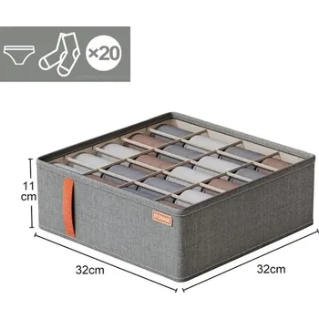 Úložný box Úložný box na spodní prádlo a doplňky | Různé velikosti - 20 mřížek-světle šedá