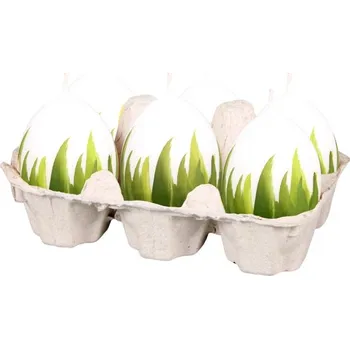 Velikonoční dekorace Svíčka TRÁVA malované vejce velikonoční matná d4,5x6,5cm