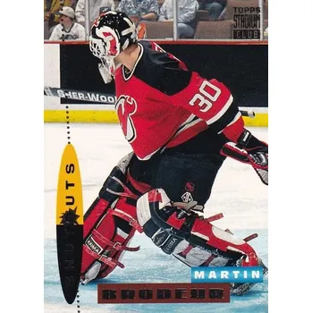 Sběratelská karetní hra insert karta MARTIN BRODEUR 94-95 Topps Stadium Club Shut Outs číslo 186