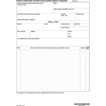 Evidence odborného výcviku organizovaného individuálním způsobem (na 1. žáka)