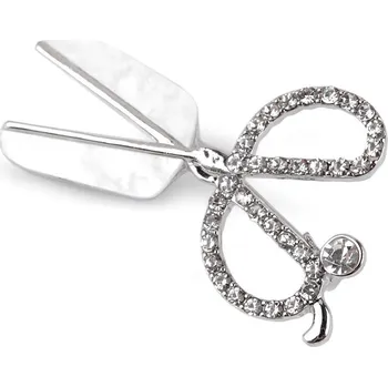Brož Brož s broušenými kamínky nůžky, barva 1 crystal platina