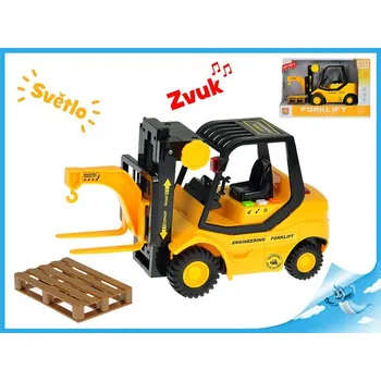 autíčko Vysokozdvižný vozík 23cm 1:16 na setrvačník na baterie se světlem a zvukem