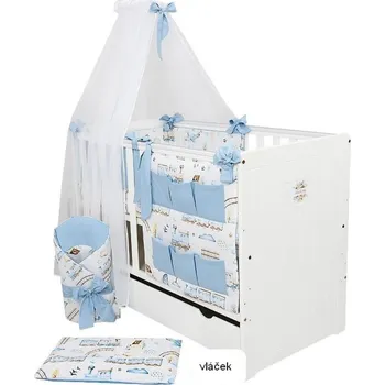 Dětská postýlka Postýlka s kompletní výbavou - kokarda vláček