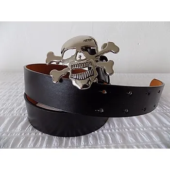Opasek Opasek černý, spona ve tvaru lebky (Pásek černý, velká spona)