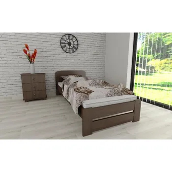 Postel Postel z masivu borovice Petra 90x200 cm ořech + rošt ZDARMA