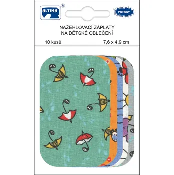 Nažehlovací záplaty s potiskem malé 10 ks - deštníky zelené + mix