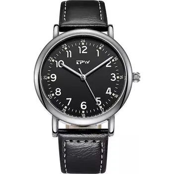 Hodinky Luxusní pánské hodinky s páskem z umělé kůže - Černá